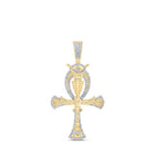 10kt Yellow Gold Men's Diamond Ankh Eye Cross Charm Pendant - Exquisite Elegance - Splendid Jewellery