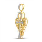 10kt Yellow Gold Men's Diamond Ankh Wings Cross Pendant - 3/4 Cttw | Splendid Jewellery - Splendid Jewellery
