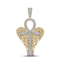 Load image into Gallery viewer, 10kt Yellow Gold Men's Diamond Ankh Wings Cross Pendant - 3/4 Cttw | Splendid Jewellery - Splendid Jewellery