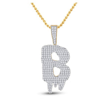 Load image into Gallery viewer, 10kt Yellow Gold Men's Diamond B Drip Letter Charm Pendant - 2 - 3/4 Cttw - Splendid Jewellery