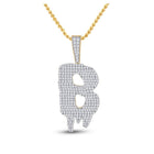 10kt Yellow Gold Men's Diamond B Drip Letter Charm Pendant - 2 - 3/4 Cttw - Splendid Jewellery