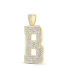 10kt Yellow Gold Men's Diamond B Initial Letter Charm Pendant - 2 - 3/4 Cttw - Splendid Jewellery