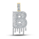 10kt Yellow Gold Mens Diamond B Letter Charm Pendant - Dripping Elegance - 5/8 Cttw - Splendid Jewellery