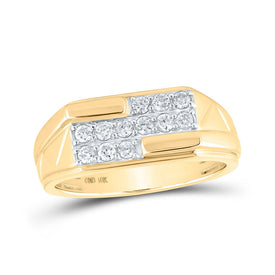10kt Yellow Gold Men's Diamond Band Ring - A Dazzling Statement Piece - Splendid Jewellery