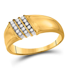 Load image into Gallery viewer, 10kt Yellow Gold Men&#39;s Diamond Band Ring - Sleek and Sophisticated Top view from the 10Kt Yellow Gold Mens Round Diamond Band Ring 1 6 Cttwpin88110 collection by Splendid Jewellery