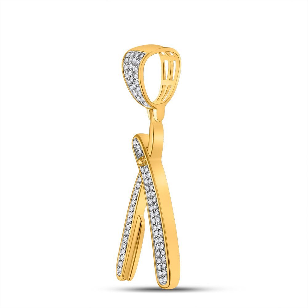 10kt Yellow Gold Men's Diamond Barber Blade Charm Pendant - 1/3 Cttw - Splendid Jewellery