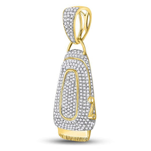 10kt Yellow Gold Men's Diamond Barber Clipper Trimmer Charm Pendant - 1 Cttw - Splendid Jewellery