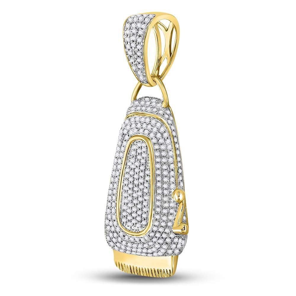 10kt Yellow Gold Men's Diamond Barber Clipper Trimmer Charm Pendant - 1 Cttw - Splendid Jewellery