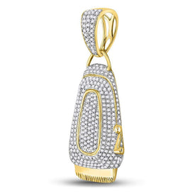 10kt Yellow Gold Men's Diamond Barber Clipper Trimmer Charm Pendant - 1 Cttw  Side View 2 from Splendid Jewellery