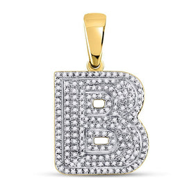 10kt Yellow Gold Men's Diamond Bubble Initial Charm Pendant - Captivating Brilliance  Top View from Splendid Jewellery