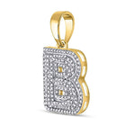 10kt Yellow Gold Men's Diamond Bubble Initial Charm Pendant - Captivating Brilliance  Side View from Splendid Jewellery