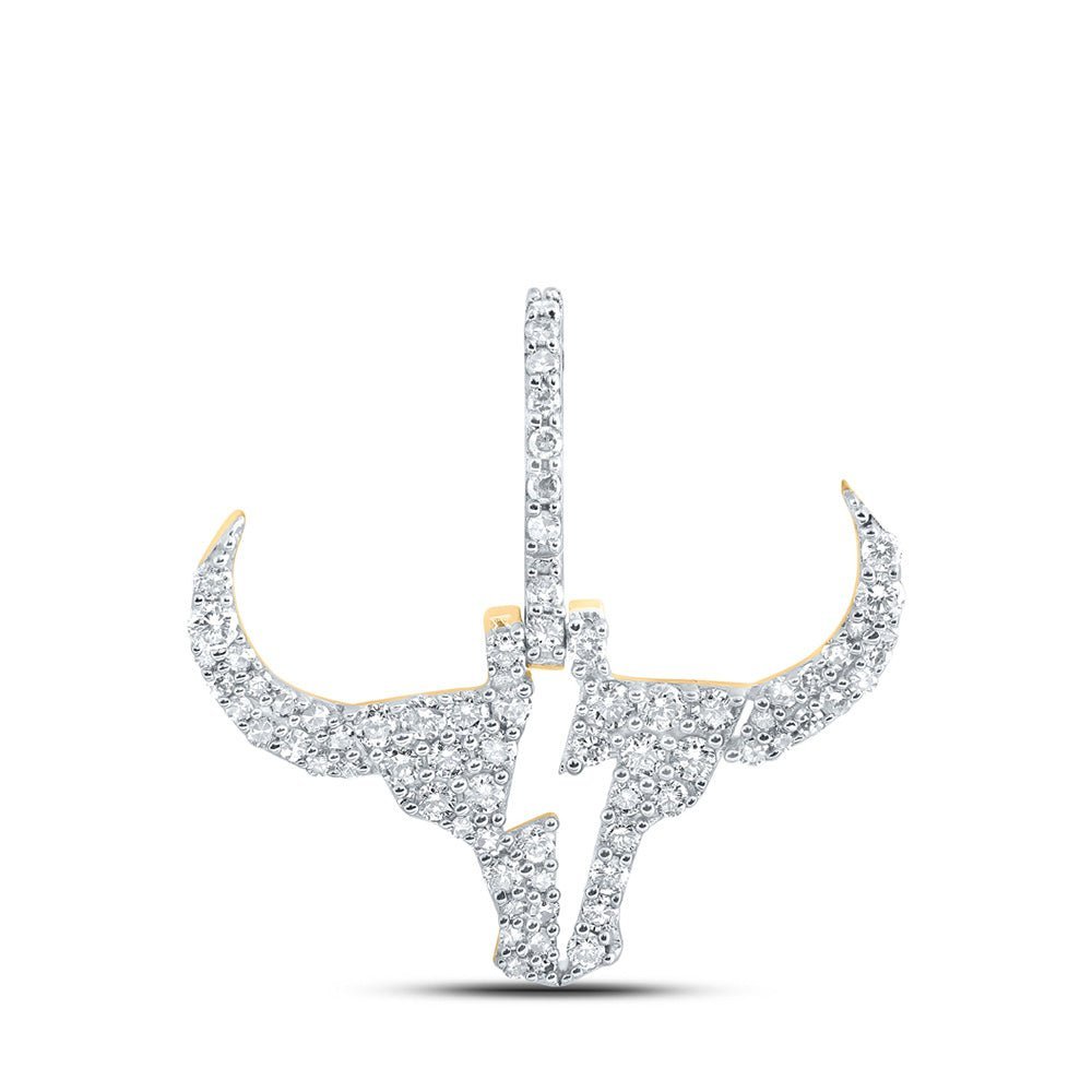 10kt Yellow Gold Men's Diamond Bull Head Bolt Charm Pendant - 1/2 Cttw - Splendid Jewellery