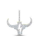10kt Yellow Gold Men's Diamond Bull Head Bolt Charm Pendant - 1/2 Cttw - Splendid Jewellery