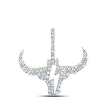 Load image into Gallery viewer, 10kt Yellow Gold Men's Diamond Bull Head Bolt Charm Pendant - 1/2 Cttw - Splendid Jewellery