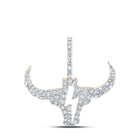 10kt Yellow Gold Men's Diamond Bull Head Bolt Charm Pendant - 1/2 Cttw - Splendid Jewellery