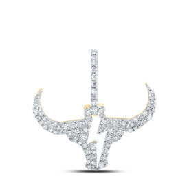 10kt Yellow Gold Men's Diamond Bull Head Bolt Charm Pendant - 1/2 Cttw - Splendid Jewellery