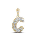 10kt Yellow Gold Men's Diamond C Initial Letter Charm Pendant - 1/6 Cttw - Splendid Jewellery