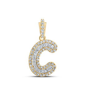 10kt Yellow Gold Men's Diamond C Initial Letter Charm Pendant - 1/6 Cttw - Splendid Jewellery