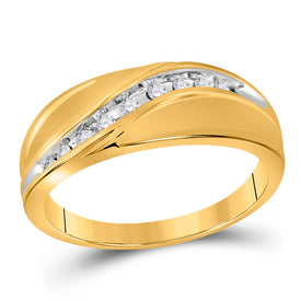 10kt Yellow Gold Men's Diamond Channel Band Ring - Sleek Elegance  Top View from Splendid Jewellery