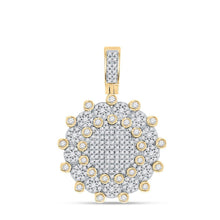 Load image into Gallery viewer, 10kt Yellow Gold Men's Diamond Circle Charm Pendant - 1 Carat Total Weight of Natural Conflict - Free Diamonds - Splendid Jewellery
