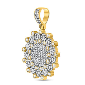 10kt Yellow Gold Men's Diamond Circle Charm Pendant - 1 Carat Total Weight of Natural Conflict - Free Diamonds - Splendid Jewellery