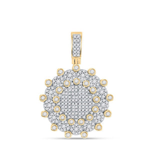 10kt Yellow Gold Men's Diamond Circle Charm Pendant - 1 Carat Total Weight of Natural Conflict - Free Diamonds - Splendid Jewellery