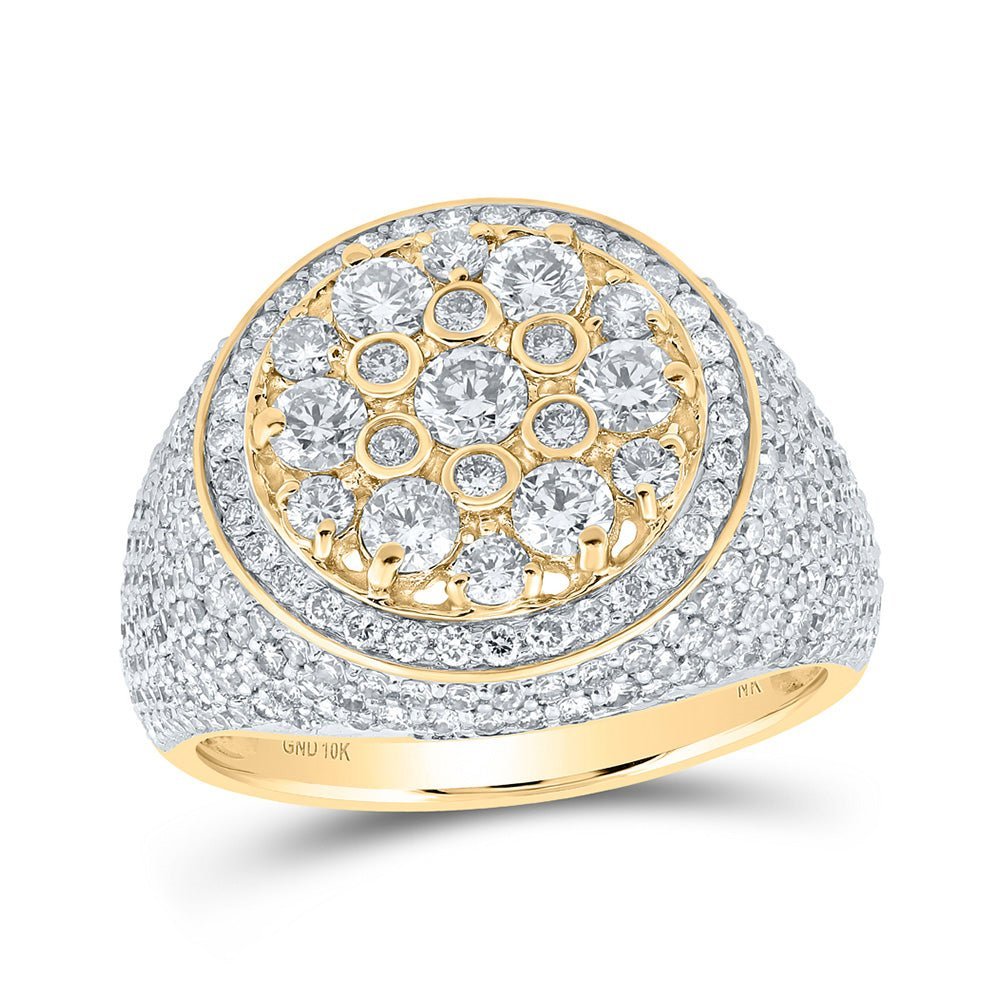10kt Yellow Gold Men's Diamond Circle Cluster Ring - 3 - 1/2 Cttw | Splendid Jewellery - Splendid Jewellery