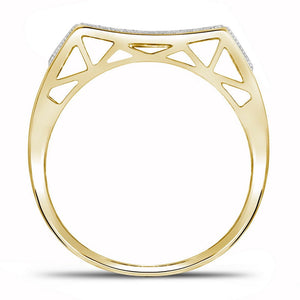 10kt Yellow Gold Men's Diamond Cluster Concave Rectangle Ring - Captivating Brilliance - Splendid Jewellery