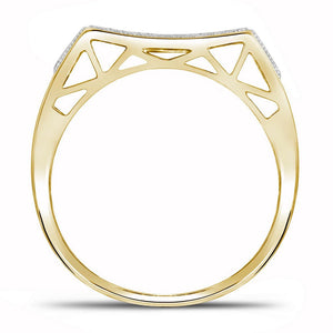 10kt Yellow Gold Men's Diamond Cluster Concave Rectangle Ring - Captivating Brilliance - Splendid Jewellery