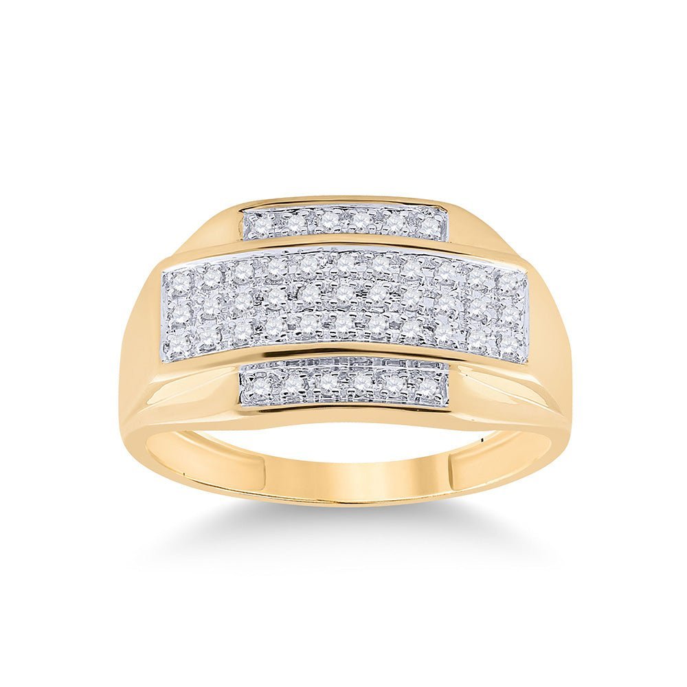 10kt Yellow Gold Men's Diamond Cluster Ring - Striking Rectangular Design, 1/3 Cttw - Splendid Jewellery