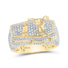 10kt Yellow Gold Men's Diamond Coffin Band Ring - Exquisite Jewelry - Splendid Jewellery