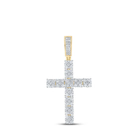 10kt Yellow Gold Men's Diamond Cross Charm Pendant - 1 - 1/2 Cttw | Splendid Jewellery - Splendid Jewellery