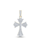 10kt Yellow Gold Men's Diamond Cross Charm Pendant - 1 - 1/3 Cttw - Splendid Jewellery