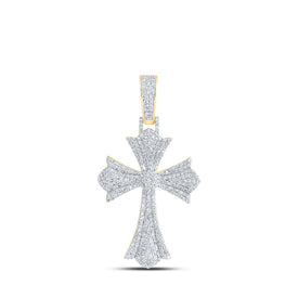 10kt Yellow Gold Men's Diamond Cross Charm Pendant - 1 - 1/3 Cttw - Splendid Jewellery