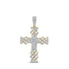 10kt Yellow Gold Men's Diamond Cross Charm Pendant - 1 - 3/8 Cttw | Splendid Jewellery - Splendid Jewellery