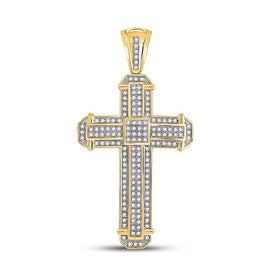 10kt Yellow Gold Men's Diamond Cross Charm Pendant - 1/2 Ct.t.w. - Splendid Jewellery
