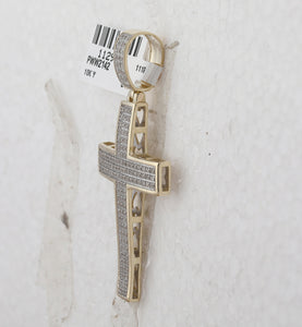 10kt Yellow Gold Men's Diamond Cross Charm Pendant - 1/2 Cttw - Splendid Jewellery