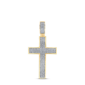 10kt Yellow Gold Men's Diamond Cross Charm Pendant - 1/2 Cttw - Splendid Jewellery