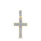 10kt Yellow Gold Men's Diamond Cross Charm Pendant - 1/2 Cttw  Top View from Splendid Jewellery