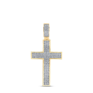 10kt Yellow Gold Men's Diamond Cross Charm Pendant - 1/2 Cttw - Splendid Jewellery