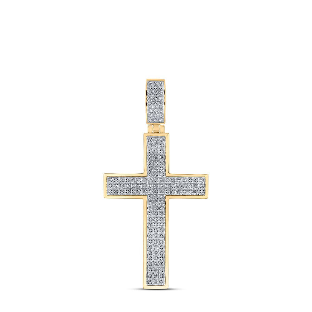 10kt Yellow Gold Men's Diamond Cross Charm Pendant - 1/2 Cttw - Splendid Jewellery