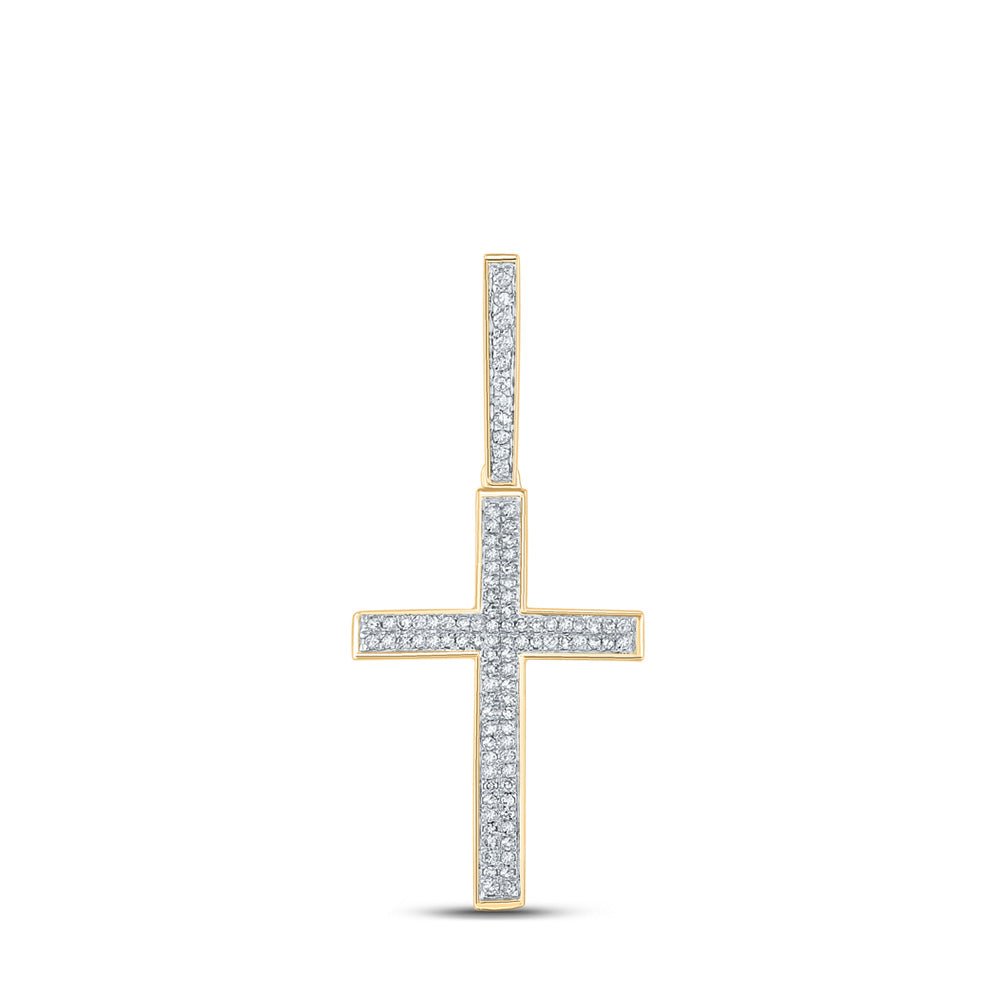 10kt Yellow Gold Men's Diamond Cross Charm Pendant - 1/3 Cttw - Splendid Jewellery