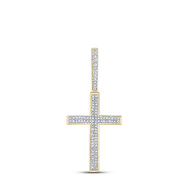 10kt Yellow Gold Men's Diamond Cross Charm Pendant - 1/3 Cttw - Splendid Jewellery
