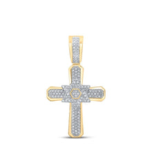 Load image into Gallery viewer, 10kt Yellow Gold Men's Diamond Cross Charm Pendant - 1/3 Cttw - Splendid Jewellery