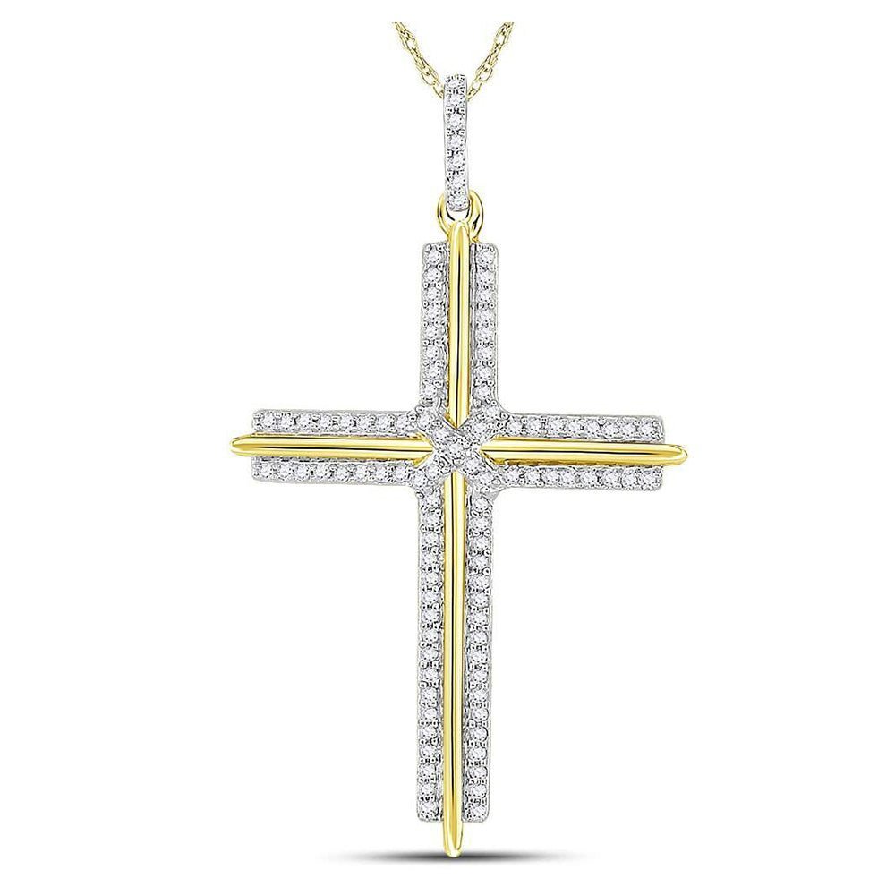 10kt Yellow Gold Men's Diamond Cross Charm Pendant - 1/4 Cttw | Splendid Jewellery - Splendid Jewellery