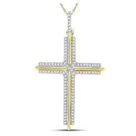 10kt Yellow Gold Men's Diamond Cross Charm Pendant - 1/4 Cttw | Splendid Jewellery - Splendid Jewellery