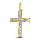 10kt Yellow Gold Men's Diamond Cross Charm Pendant - 1/4 Cttw | Splendid Jewellery - Splendid Jewellery