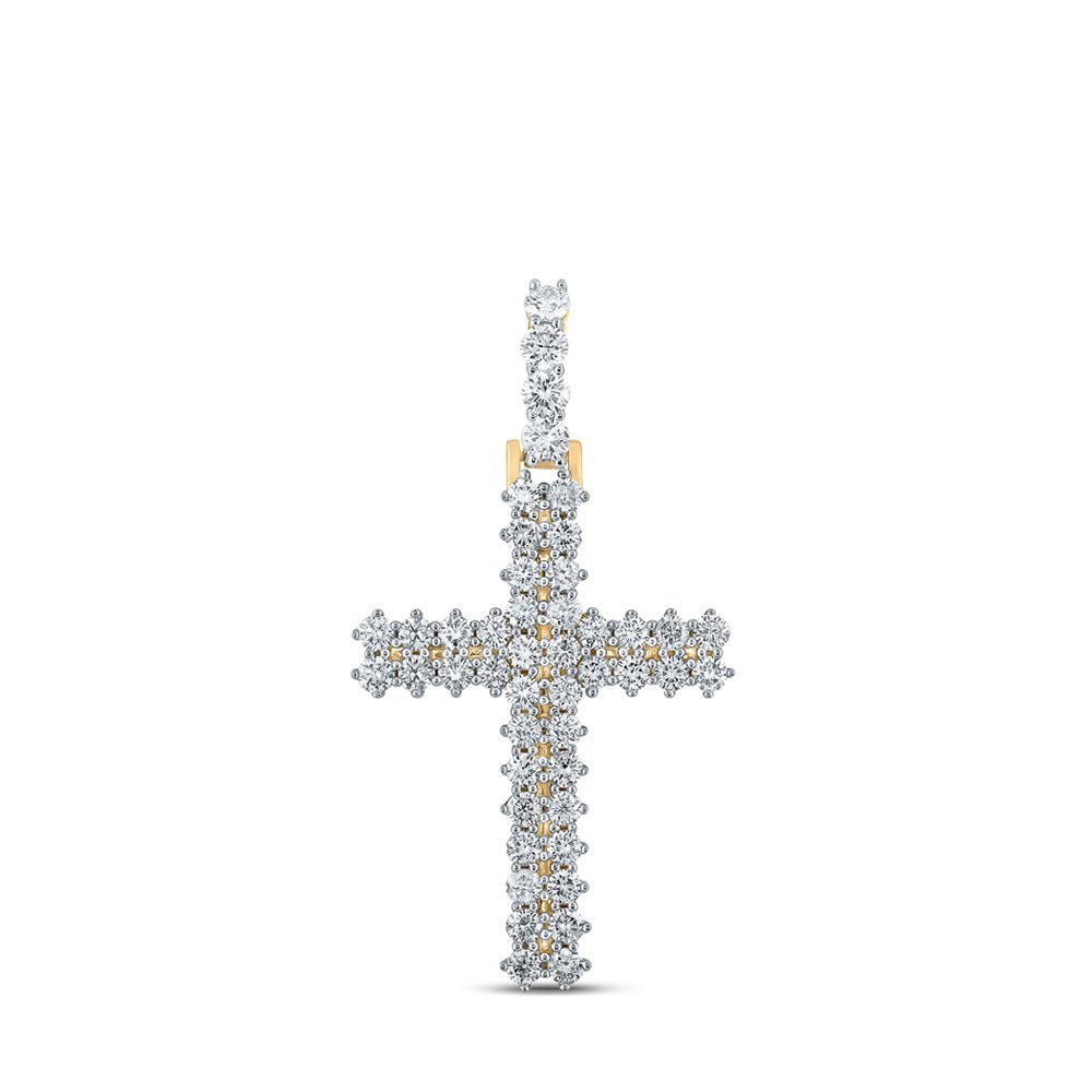10kt Yellow Gold Men's Diamond Cross Charm Pendant - 2 - 1/3 Cttw - Splendid Jewellery