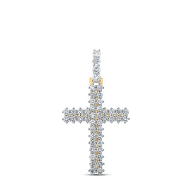 10kt Yellow Gold Men's Diamond Cross Charm Pendant - 2 - 1/3 Cttw - Splendid Jewellery