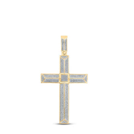 10kt Yellow Gold Men's Diamond Cross Charm Pendant - 3/4 Cttw - Splendid Jewellery